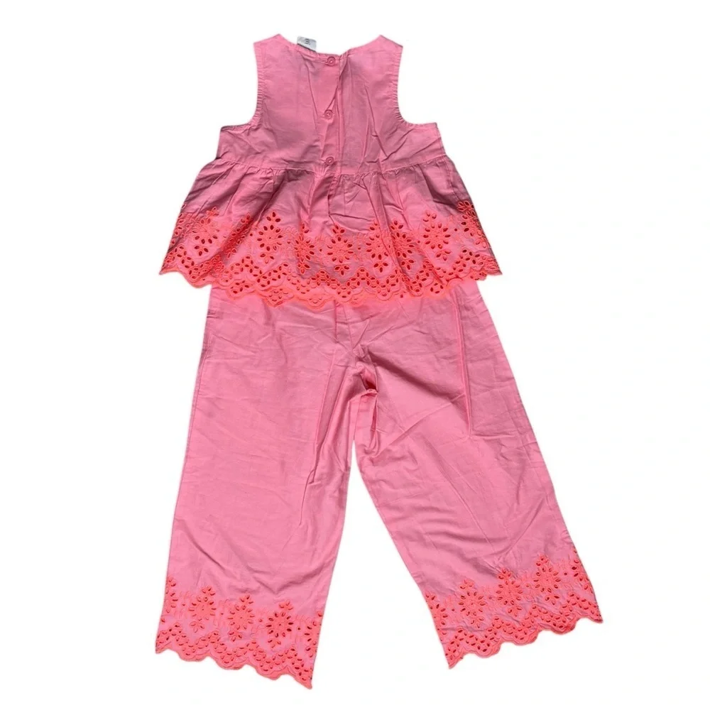 NWT GAP Coral Frost Pink Eyelet Poplin 2-Piece Outfit Size 4 Years